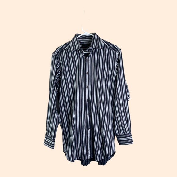 Etro Brown Striped Cotton Dress Shirt - Picture 1 of 7